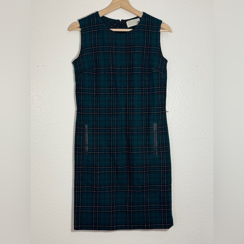 Rare Vintage 1950s–60s Pendleton Wool Green Plaid Jumper Dress Collector’s Piece - Picture 11 of 12